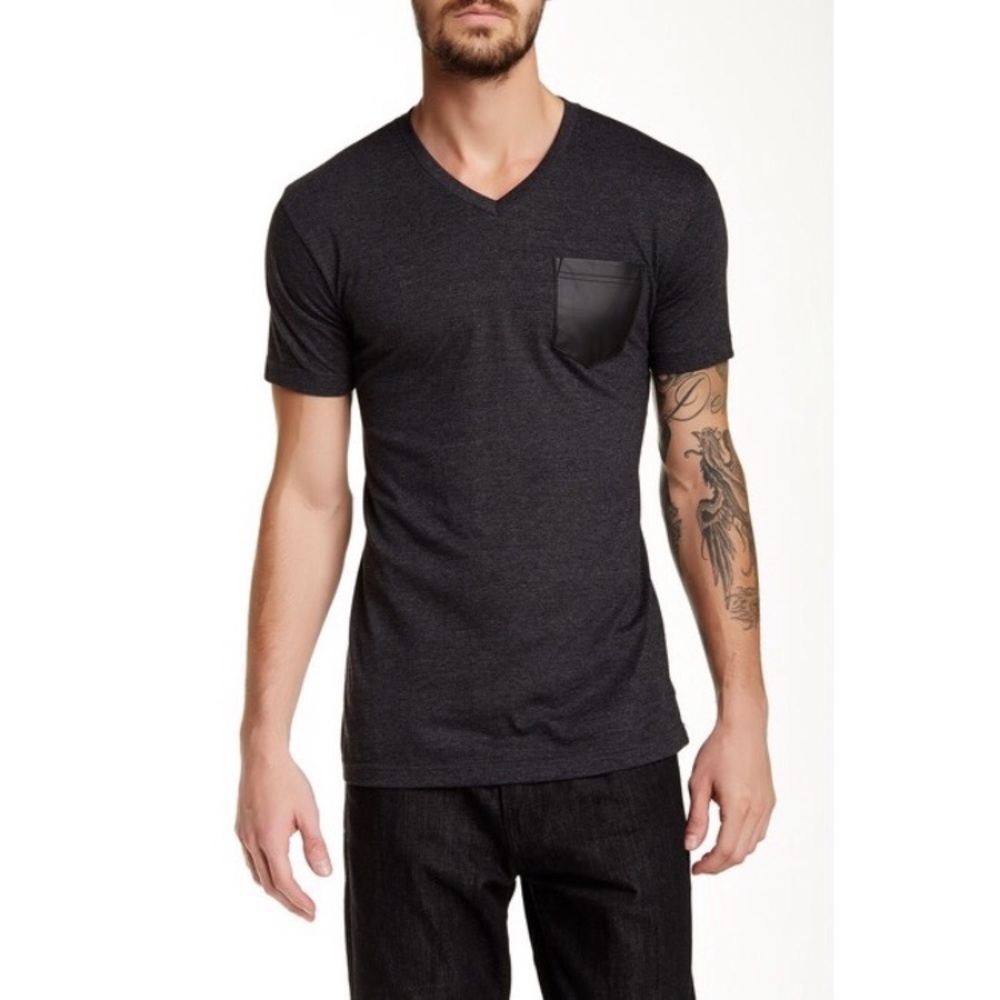 ROYAL KNIGHTS Gray Cotton and Faux Leather T-Shirt